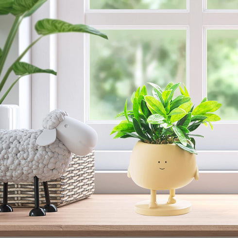 Face Plant Pots, Succulent Pots, 5 Inch Head Planters for Indoor Plants, Cute Resin Flower Pot with Drainage Hole, Unique Cactus Planter...