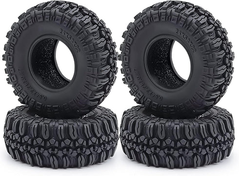 MOHERO 4PCS Soft Rubber Mud Terrain Tires for 1/18 TRX4M Bronco Defender 1/24 Axial SCX24 RC Crawler Car (A Style)...