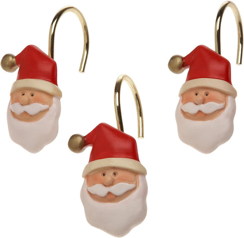 Carnation Home Fashions Santa Claus Ceramic Resin Shower Curtain Hooks-set of 12...