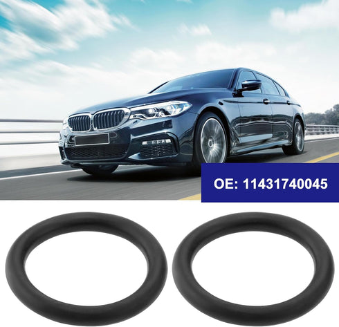 2 Pcs Oil Pan Level Indicator O-Ring 11431740045 Compatible with BMW E36 E39 E46 E53 E60 Series Engine Oil Pan Dip Stick Tube Seal O-Ring...