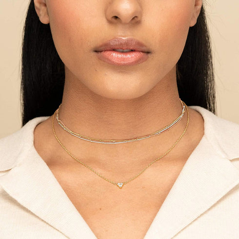 MILACOLATO Danity Choker Necklace Sterling Silver Pearl Bead Satellite Choker Necklaces 18K White Gold or Gold Plated Choker Necklace Minimalist L...