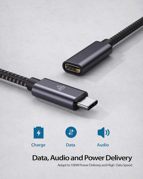 USB Type C Extension Cable (3.3Ft/1m), USB 3.1(10gbps) Type C Male to Female Extension Charging & Sync for iPad Mini 2021, MacBook Air M2/ M1/ Pro...