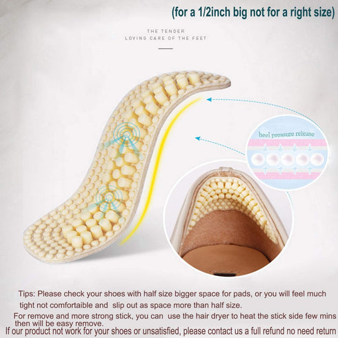 Heel Cushion Pads - 4D Too Big Shoes Cushion (3 Pairs) High Heel Inserts (Beige)...