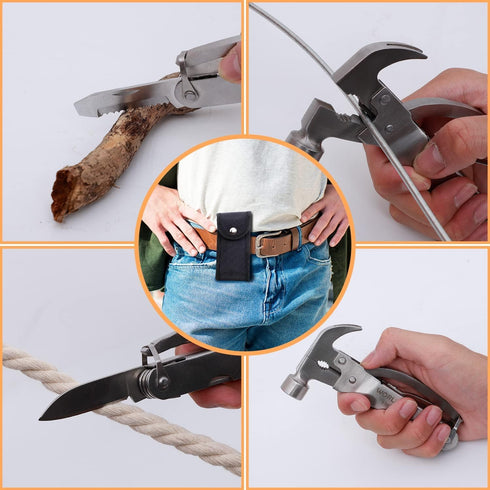 Fathers Gifts for Dad from Daughter Son WORLD'S BEST FATHER I MEAN FATHER Hammer Multitool Camping, 12 In 1 Pocket Multi Survival Tools Cool Gadge...