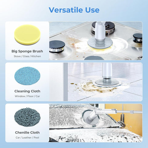 5 Pack IPX7 Replaceable Brush Heads for Electric Spin Scrubber Upgraded LED Display Cleaning Brush Cordless Power Scrubber for Bathroom Floor Car ...