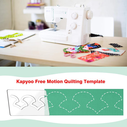 Free Motion Quilting Rulers and Templates Set Quilting Templates for Machine Quilting Quilting Supplies Quilting Design with Non-Slip Grips (Fan-S...