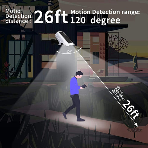 Outdoor Motion Sensor Solar Lights 2000 Lumens 77 LEDs Spotlight With Remote Controller FloodLights Outdoor IP66 Waterproof, Wireless Dummy Decoy ...