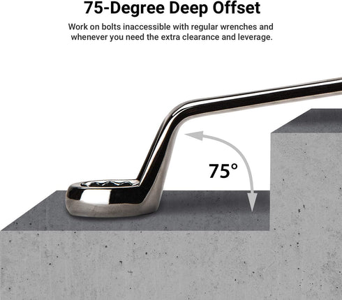 Capri Tools 21 x 23 mm 75-Degree Deep Offset Double Box End Wrench, CP11950-2123...