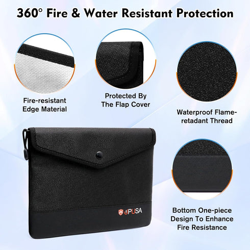 5200? Fireproof Document Bag,Waterproof Fireproof Bag with Heat Insulated,Fireproof Money Bag With Zipper Closure for Cash, Important Documents an...