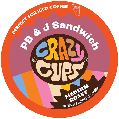 Crazy Cups Flavored Coffee for Keurig K-Cup Machines, Peanut Butter & Jelly Sandwich, Hot or Iced Drinks, 22 Single Serve, Recyclable Pods(Pack of...
