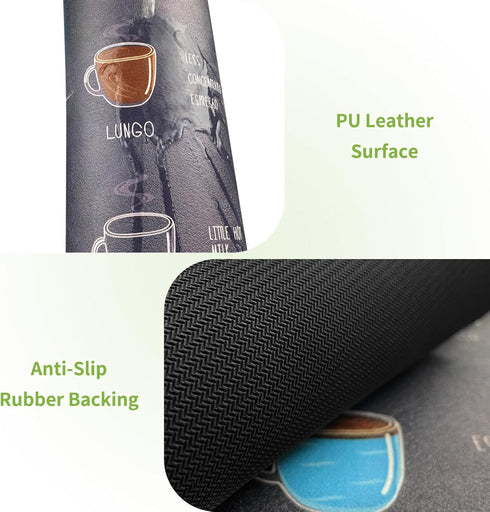 Designer Coffee Pot Mat Dish Drying Mat - 12x19 Trimmable, PU Leather Surface & Rubber Backed, Kitchen Countertop Protector, Super Absorbent, Heat...