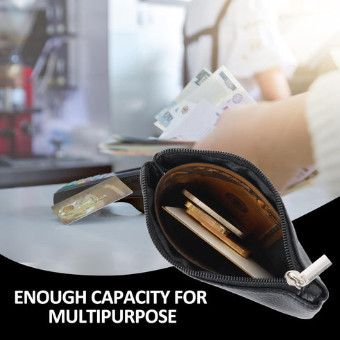 simarro Leather Zipper Coin Purse, PU Lychee Pattern Coin Purse Portable Change Wallet Mini Coin Pocket Pouch Change Holder for Men & Women 3 pcs ...