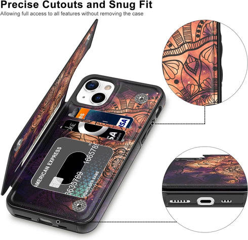 LETO for iPhone 13 Case,Luxury Flip Folio Leather Wallet Cover with Fashion Designs for Girls Women,Built-in Card Slots Kickstand Protective Phone...