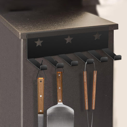 BBQ Grill Pellet Smoker Utensil Accessory Holder?Wood Pellet Smoker Grills Side Table Shelf Barbecue Tools Storage Basket Accessories with 6 Hooks...