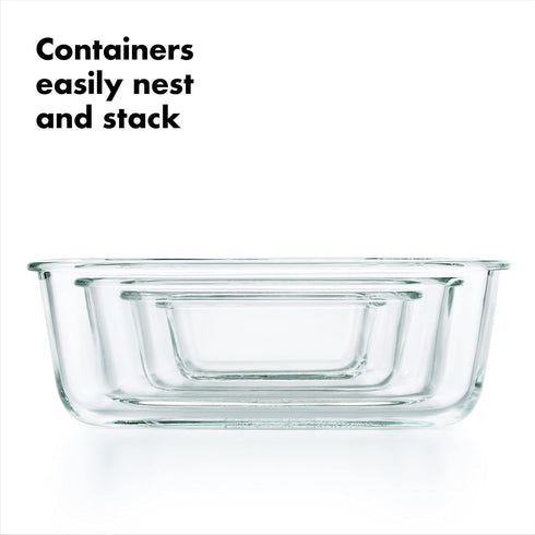 OXO Good Grips 3.5 Cup Smart Seal Airtight Glass Rectangle Food Storage Container...