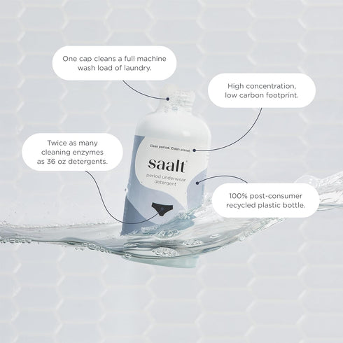 Saalt Period Underwear Detergent - Releases Blood and Odor from Fabric - Twice the Powerful Enzymes - Gentle on Delicates - 72 loads, 10 oz. - Ess...