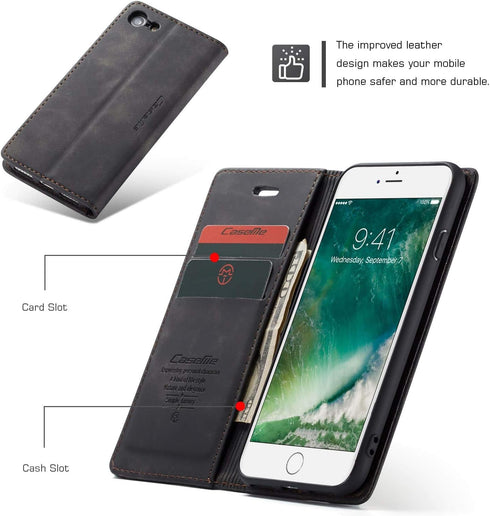 SINIANL Compatible with iPhone 7/8 Leather Case, Folio Case with Kickstand Credit Card Holder Magnetic Closure Folding Flip Book Cover for iPhone ...