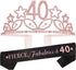 MEANT2TOBE 40 and Fabulous Sash and Tiara Set for Women Forty and Fierce Glitter Sash and Rhinestone Crown - Elegant Accessories for 40th Birthday...