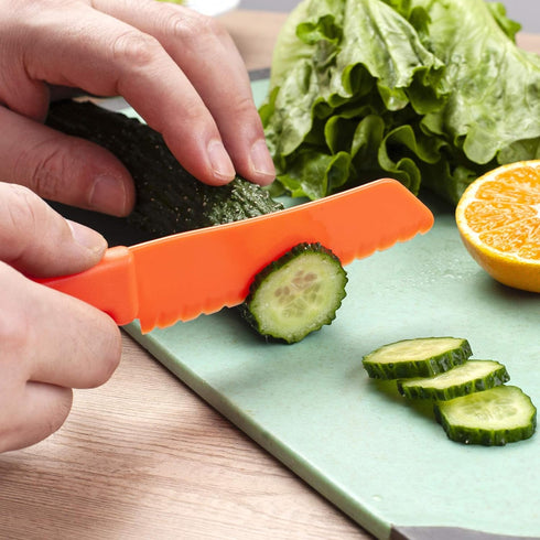 8 Pieces Kids Kitchen Knife Set Plastic Knife - Kids Chef Nylon Knives Children's Safe Cooking for Fruit, Bread, Cake, Salad, Lettuce Knife...