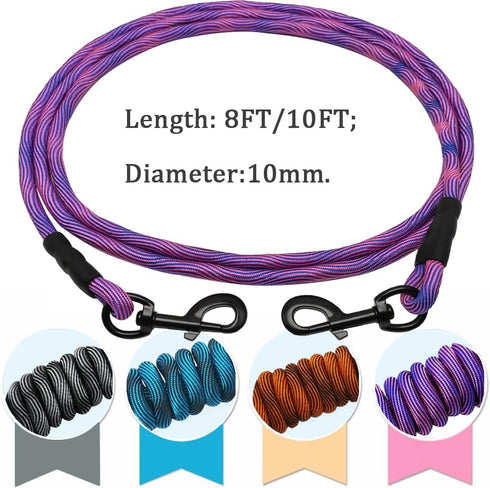 MayPaw 8FT/10FT Dog Tie Out/Check Cord, Heavy Duty Nylon Rope Training Leash, 3/8-Inch Thick Dog Tether for Strong Small Medium Large Dogs Indoor ...