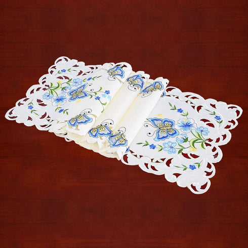 Simhomsen Spring Butterfly and Floral Table Runners, Dresser Scarf (Blue, 14 × 90 Inch)...