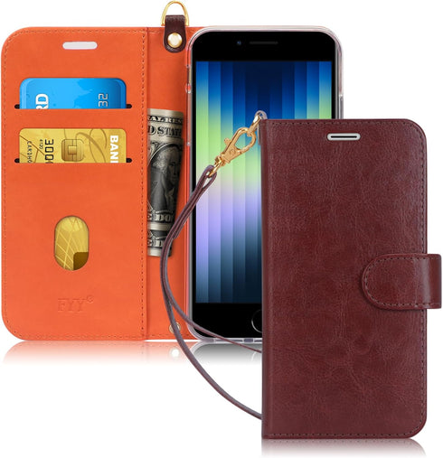 FYY Designed for iPhone SE Case 2022 (3rd Gen) / iPhone SE Case 2020 (2nd Gen) / iPhone 7 Case/iPhone 8 Case, Luxury PU Leather Wallet Phone Case ...
