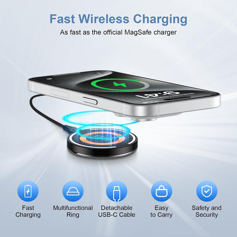 15W Magnetic Car Phone Holder Wireless Fast Charging Pad with USB C Charger Block for Samsung Galaxy S24 Ultra/S23/S22/S21/S20/Z Fold 5,Magsafe Wi...