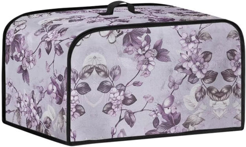 Purple Flower Slow Cooker Dust Cover Oval 6-8 Qt Dust Proof Convenient...