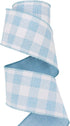 2.5 Inch Wired Edge Burlap Ribbon, Blue Gingham Plaid Checked Ribbons, Easter Ribbons Summer Spring Wired Ribbon,for Gift Wrapping, Wreath, Crafts...