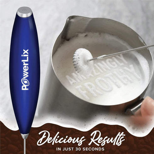 PowerLix Milk Frother Handheld Battery Operated Electric Whisk Foam Maker For Coffee, Latte, Cappuccino, Hot Chocolate, Durable Mini Drink Mixer W...