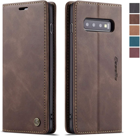 Samsung Galaxy S10 Wallet Case, Magnetic Stand Leather Flip Protective Case with ID & Credit Card Slots Holder Case Wallet for Galaxy S10(Coffee)...