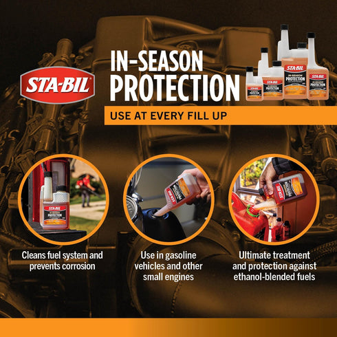 STA-BIL In-Season Protection Fuel System Treatment | Full Protection Fuel System Cleaner, Injector Cleaner, Increases MPG, Prevents Corrosion, 10 ...