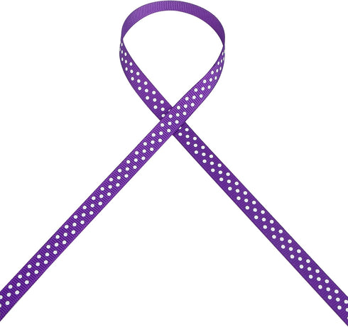 Ribbli Grosgrain Polka Dot Craft Ribbon,3/8 Inch,10-Yard Spool,Purple with White Dots,Use for Gift Wrapping,Party Decoration,All Crafting and Sewi...