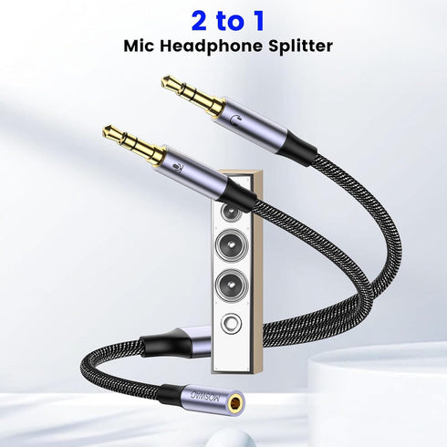 MOSWAG Headphone Splitter for Computer 3.5mm Female to 2 Dual 3.5mm Male Headset Mic Splitter, Mic Audio Y Splitter Cable,Stereo Jack Smartphone E...