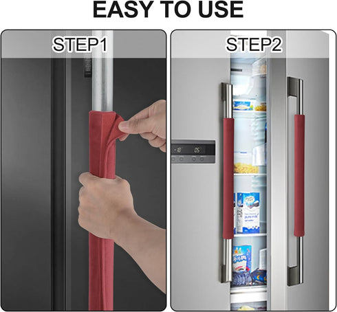 Sheskind Refrigerator Door Handle Cover Kitchen Appliance Decor Handles Antiskid Protector Gloves for Fridge Oven Keep Off Fingerprints,Liquid,Oil Stain,Food Spot,2 Pieces (16"*4", Burgundy)