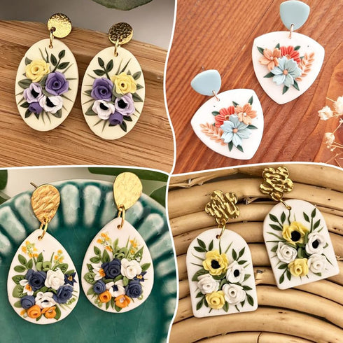 Puocaon Mini Petals Clay Cutters - Set of 8 Floral Petal Polymer Clay Cutters, Mini Petal Clay Cutter for Floral Polymer Clay Earrings Making, Cla...
