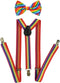 Men Women Clip-on Rainbow Suspenders Elastic Y Shape Adjustable with Clips and Bow Tie...