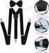 trilece Suspenders for Men with Bow Tie - Adjustable Elastic 1 inch Wide Y Shape - Womens Suspender and Bowtie - Strong Clips...