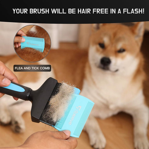 Dual Flex Slicker Brush Dog Brush, Gentle Grooming Tool for Sensitive Dogs & Cats - Ideal for Long Hair, Removes Undercoat, Tangles, and Knots...