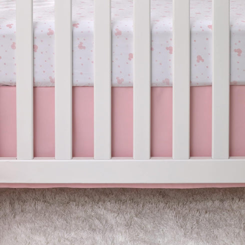 Disney Minnie Mouse Lovely Little Lady Pink and White Minnie Icon and Polka Dot Fitted Crib Sheet...