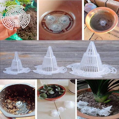 15 Pack Flower Pot Hole Mesh Pad Plastic Cone Bottom Grid Gasket Drain Mat Cover Drainage Screen for Plants Bonsai Gardening Breathable Hydrophobi...