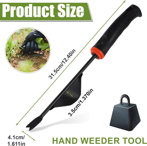 Hand Weeder Tool, Stainless Steel Weed Puller Tool Gardening Manual Hand Weeding Extractor with V Shaped Fork & Level Base Weed Uprooter to Pull o...