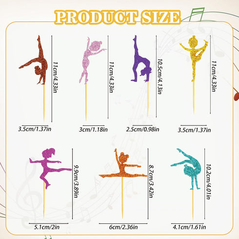 35 Pcs Girl Gymnastics Cupcake Toppers Gymnast cupcake Topper for Gymnastics Themed Ballet Girl Birthday Baby Shower Glitter Dancer Cake Toppers D...