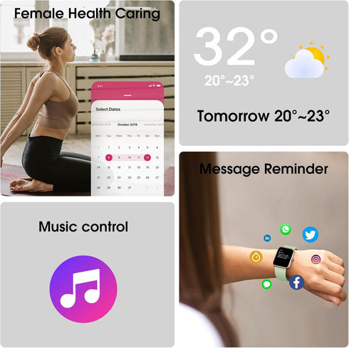 Smart Watch, Fitness Tracker with Heart Rate Monitor, Blood Oxygen, Sleep Tracking, 41mm Smartwatch 5ATM Waterproof with Pedometer for Women Men C...