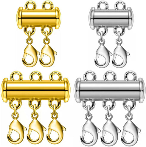 OHINGLT Necklace Layering Clasps Magnetic Slide Lock Clasp Necklace Connector Multi Strands Slide Tube Clasps...