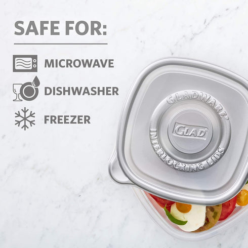 Glad GladWare Home Mini Round Food Storage Containers - Small Meal Container Holds up to 4 Ounces of Food - Lock Tight Seal, 8 Count...