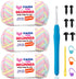 3 Pack Rainbow Beginners Crochet Yarn Pink Blue Yellow Cotton Crochet Yarn for Crocheting Knitting Beginners with Easy-to-See Stitches Cotton-Nylo...