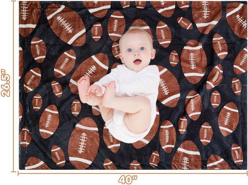 Football Baby Blanket for Boys Girls Soft Fleece Minky Blanket with Dotted Backing Double Layer Newborn Toddler Blankie for Nursery Stroller Crib ...