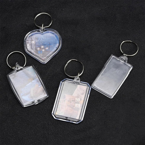 40 Pcs Acrylic Photo Frame Keychain, 5 Styles Pendant Picture Frame Keyrings Photo Insert Keyrings for Personalized Keychains...