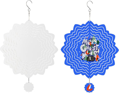Printers Jack 2 Pack 10 Inch Sublimation Wind Spinner Blanks, 3D Aluminum Wind Powered Kinetic Sculpture, Spinner Suspension Trim for Yards & Gard...